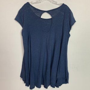 Free People We The Free Flowy Navy Keyhole Top